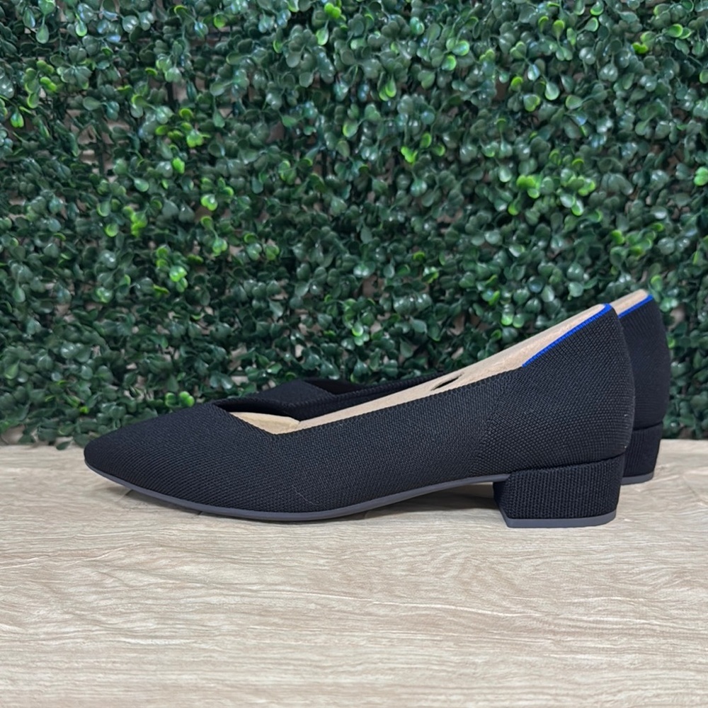 Rothy's Black Low Block Heel Pointed Flats